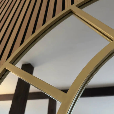 Mio - Gold Metal Arched Window Mirror - 95cm x 120cm - Mirror