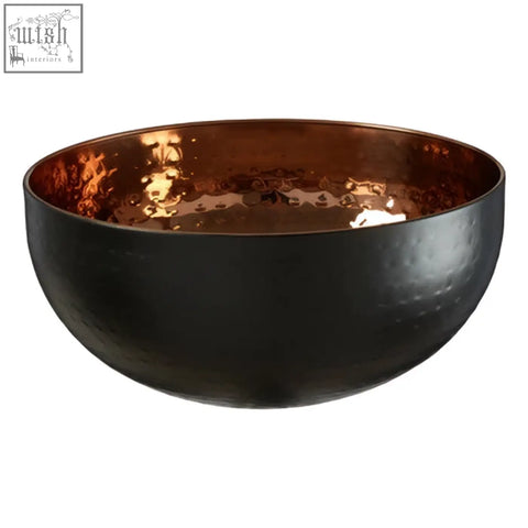 Miressa large hammered copper and black serving bowl with reflective interior and matte exterior perfect for serving