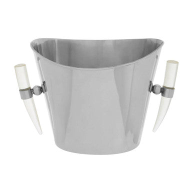 Silver mixology herne wine cooler with ivory acrylic horn handles for stylish chilling of bottles