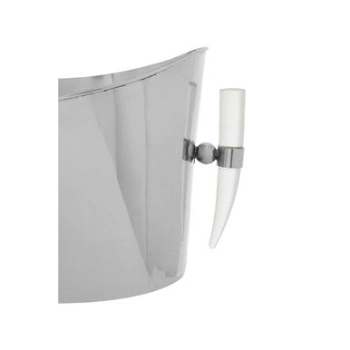 Silver metallic wine cooler with a sleek curved design and acrylic horn handle herne wine cooler style