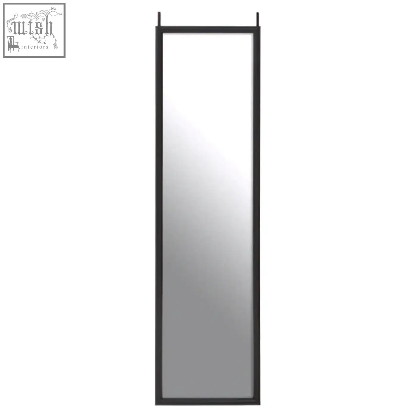 Black framed full-length over door mirror with minimalist design featuring mize black plastic frame plastic frame