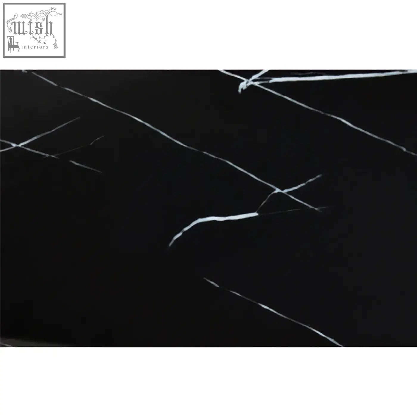 Black marble slab with elegant white veining on moda black faux marble rectangular dining table surface