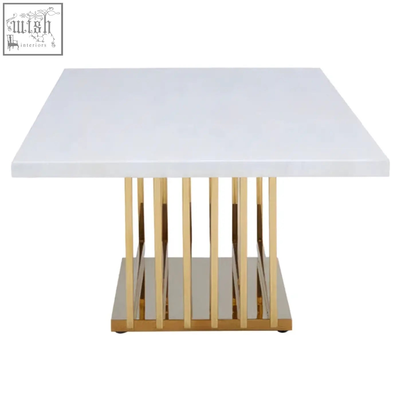 Moda ivory white faux marble coffee table with glossy top gold finished frame and mirrored base perfect for marble coffee setup