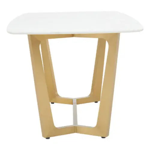Moda White Fuax Marble Top Dining Table With Stainless Steel Frame