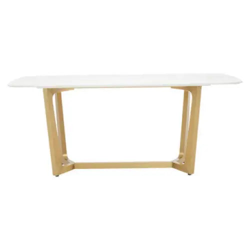 Moda White Fuax Marble Top Dining Table With Stainless Steel Frame