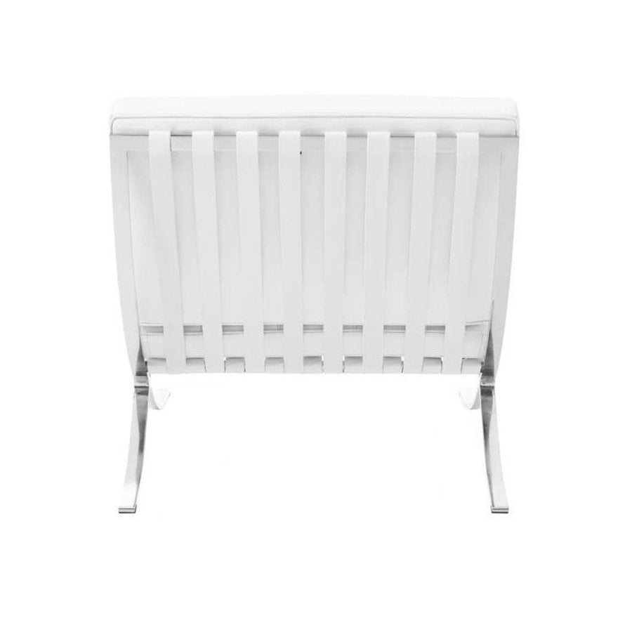 Classic Modern Barcelona Chair And Footstool, White Leather