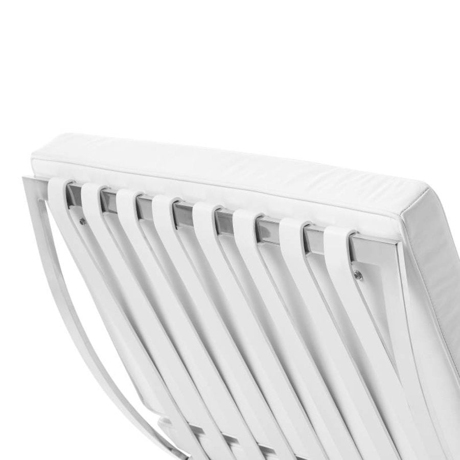 Classic Modern Barcelona Chair And Footstool, White Leather