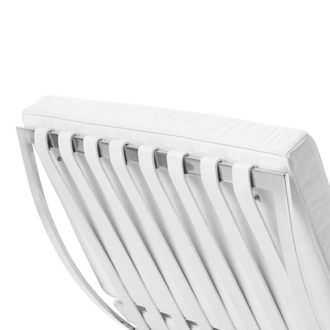 Classic Modern Barcelona Chair And Footstool, White Leather