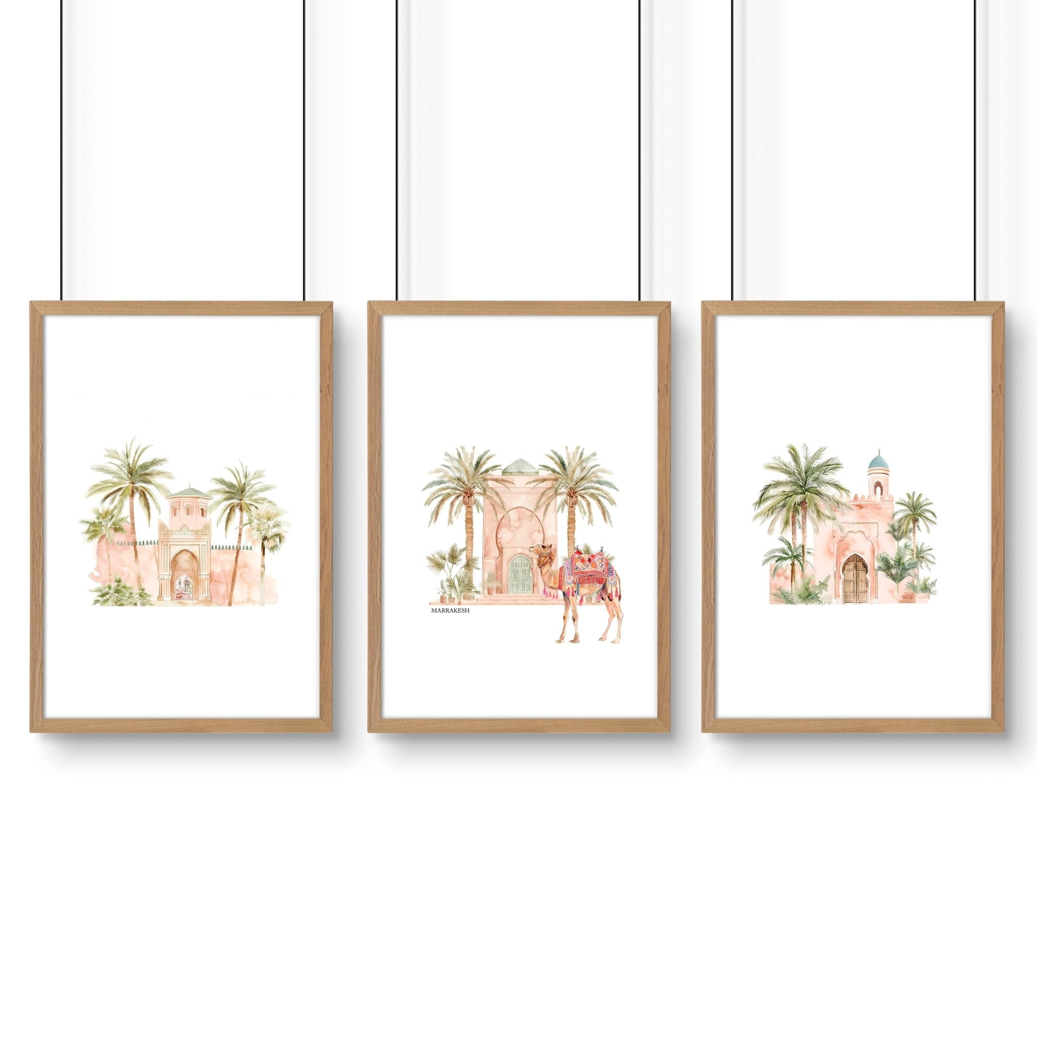 Modern Art Wall Decoration | Set of 3 Moroccan Inspired Wall art Prints