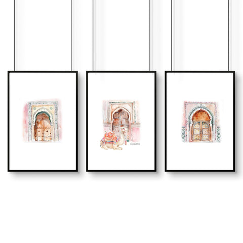 Modern Artwork For Walls | Set of 3 Moroccan Inspired Wall art Prints