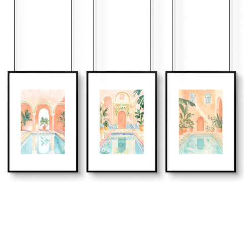 Modern Artwork Paintings | Set of 3 Beach Decor Wall art Prints