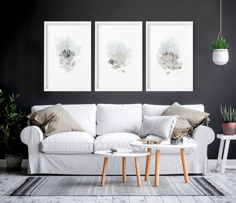 Modern beach house decor | Set of 3 wall art prints