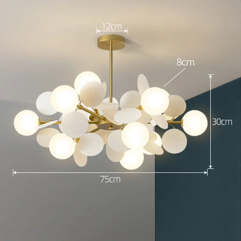 Modern led chandelier with gold-toned cluster design and frosted glass globes as a stylish light source