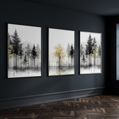 Modern Living Room Wall Art | Set of 3 Asian Inspired Wall art Prints