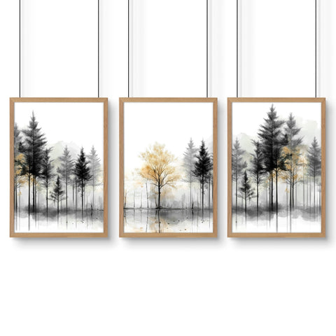 Modern Living Room Wall Art | Set of 3 Asian Inspired Wall art Prints