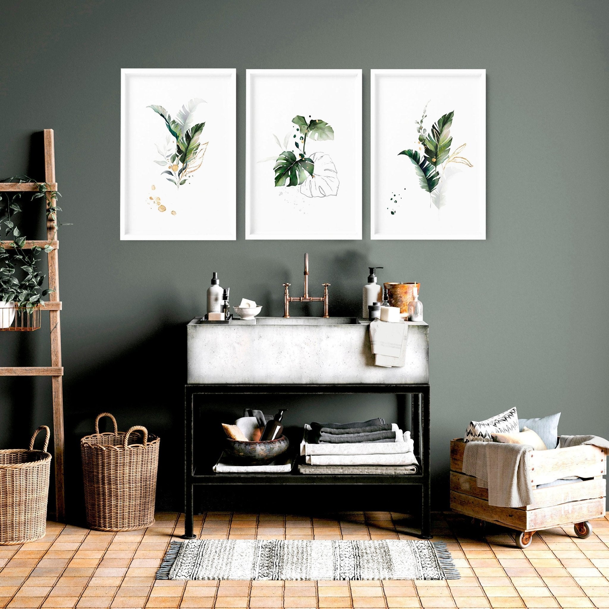 pictures for bathrooms wall - set of 3 wall art