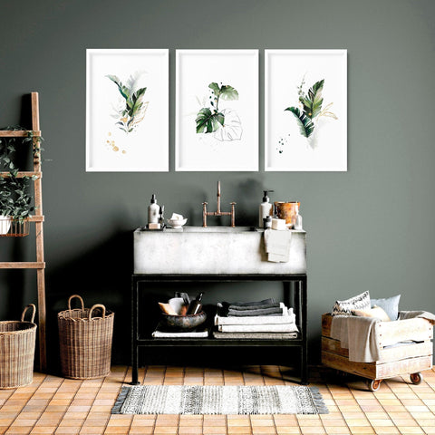 pictures for bathrooms wall - set of 3 wall art