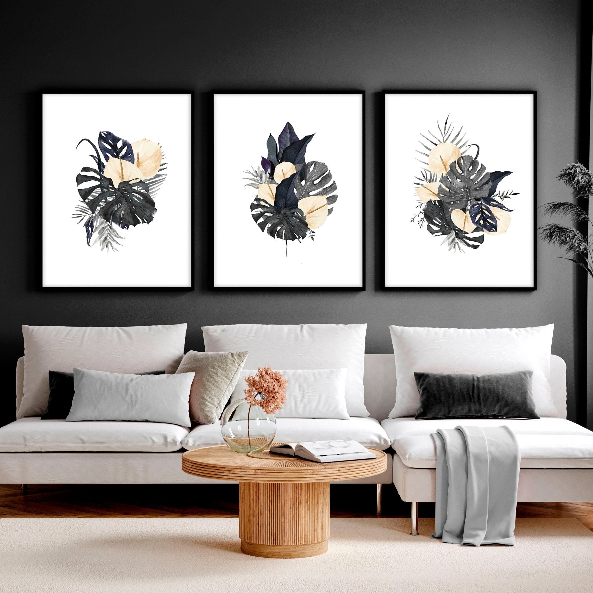 Tropical wall mural | set of 3 wall art prints