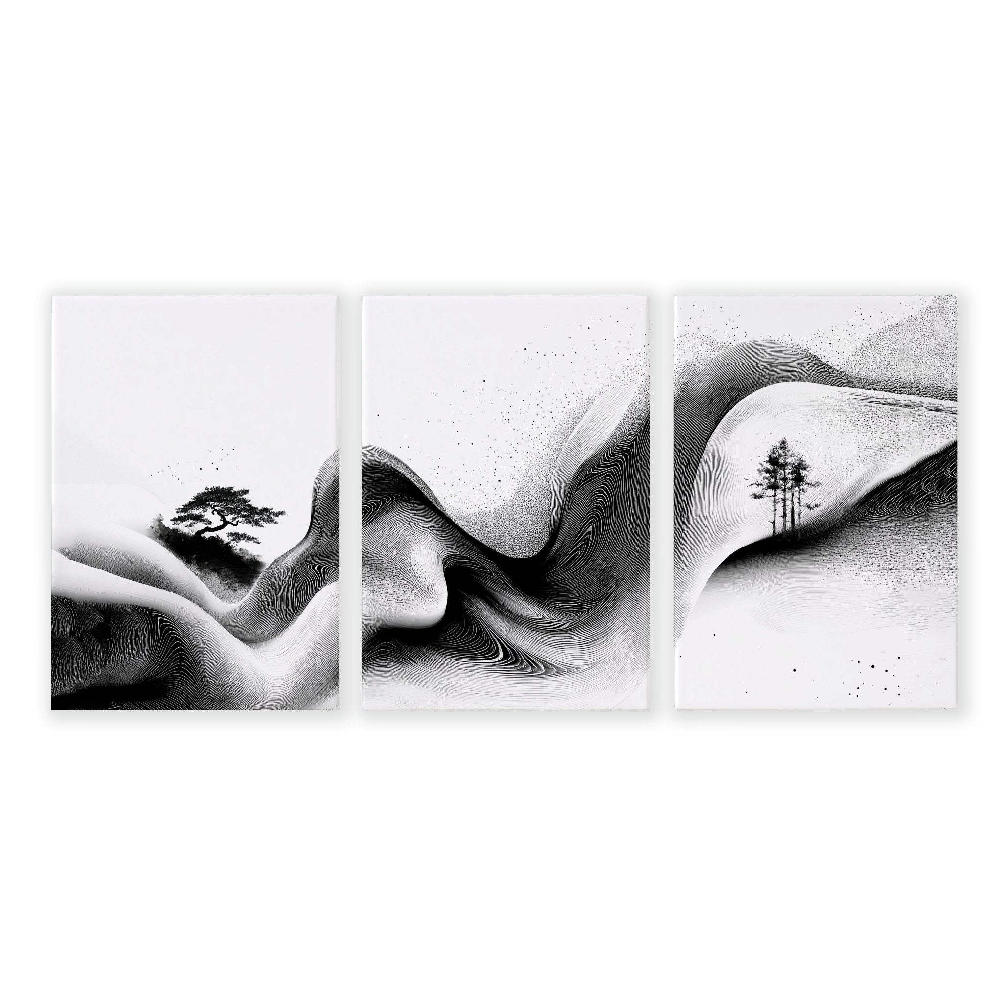 Modern Wall Art Living Room | Set of 3 Asian Inspired Wall art Prints