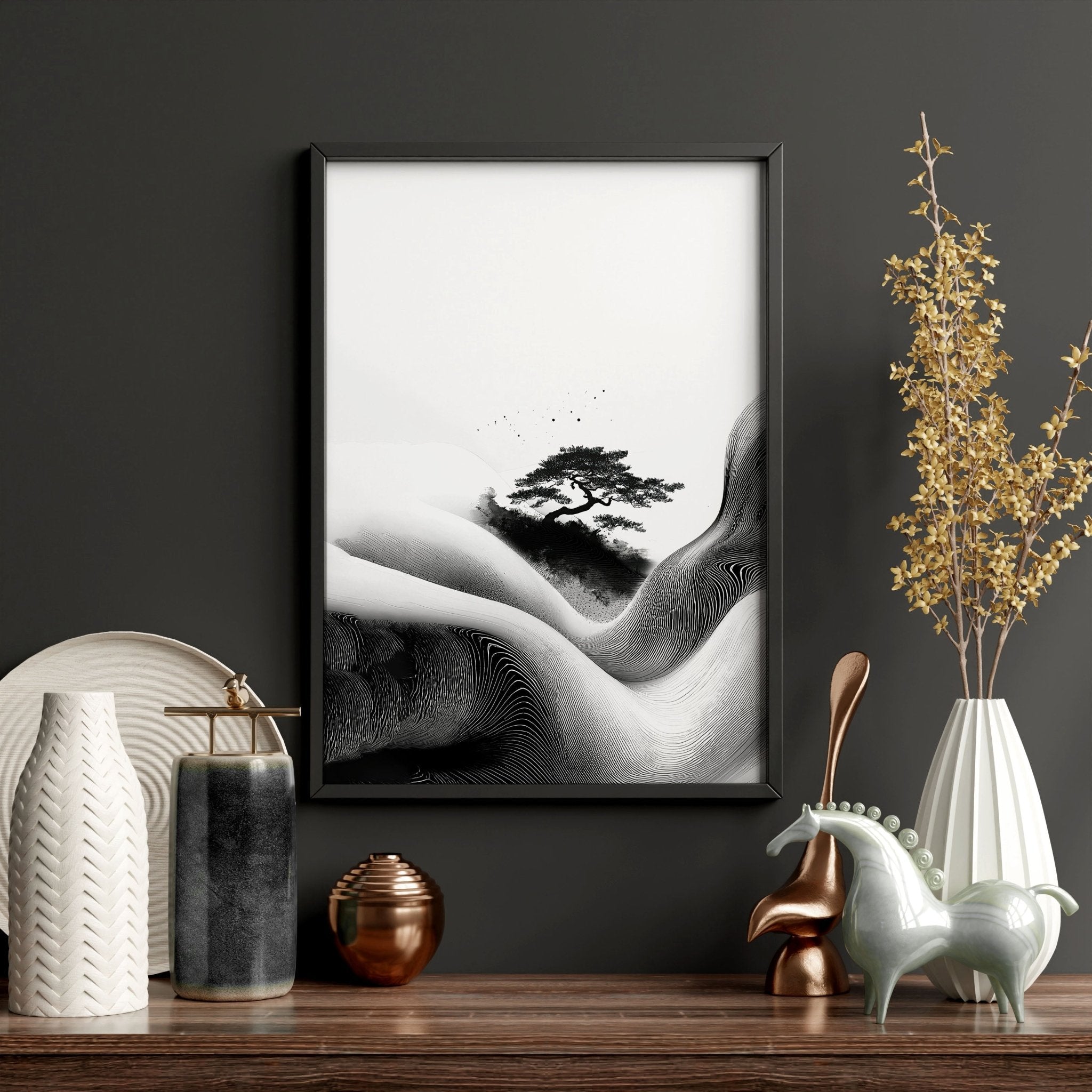 Modern Wall Art Living Room | Set of 3 Asian Inspired Wall art Prints