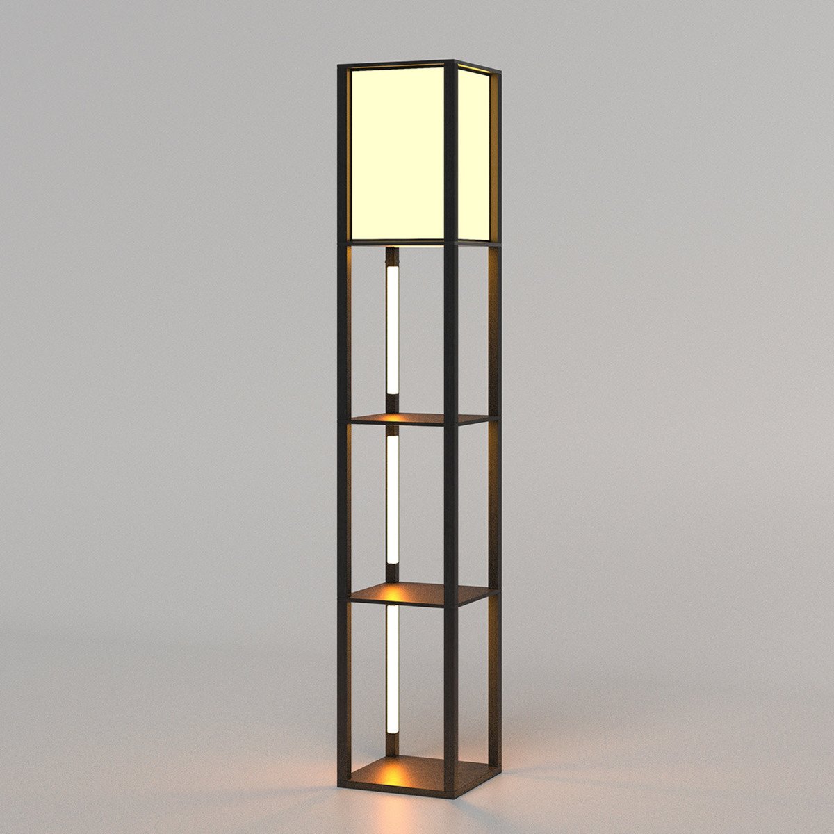 Modern Floor Lamp with 3 LED Strips and Lampshade for Living Room Bedroom