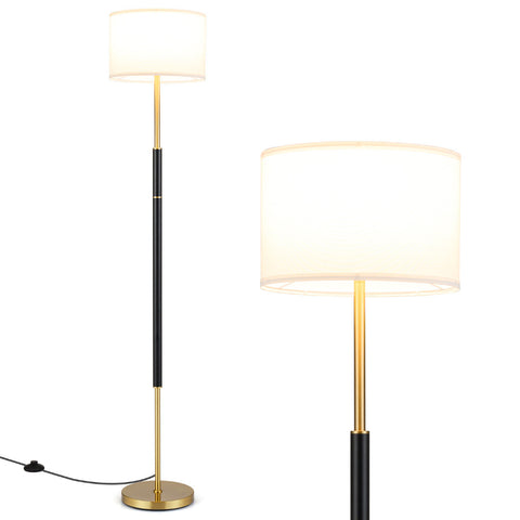 Modern Floor Lamp with Eye-Protecting Lampshades and Weighted Base-Black