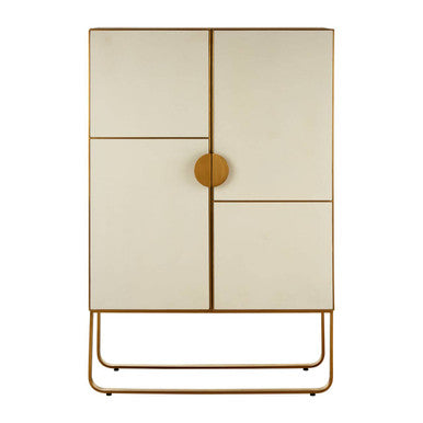 Modica Oak Wood and Brushed Gold Cabinet