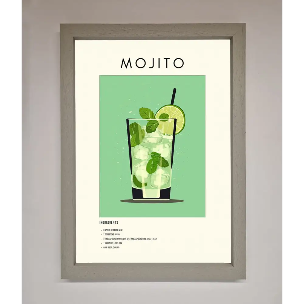 Mojito Framed Poster - A3 (29.7 x 42 cm) / Grey - Framed Print