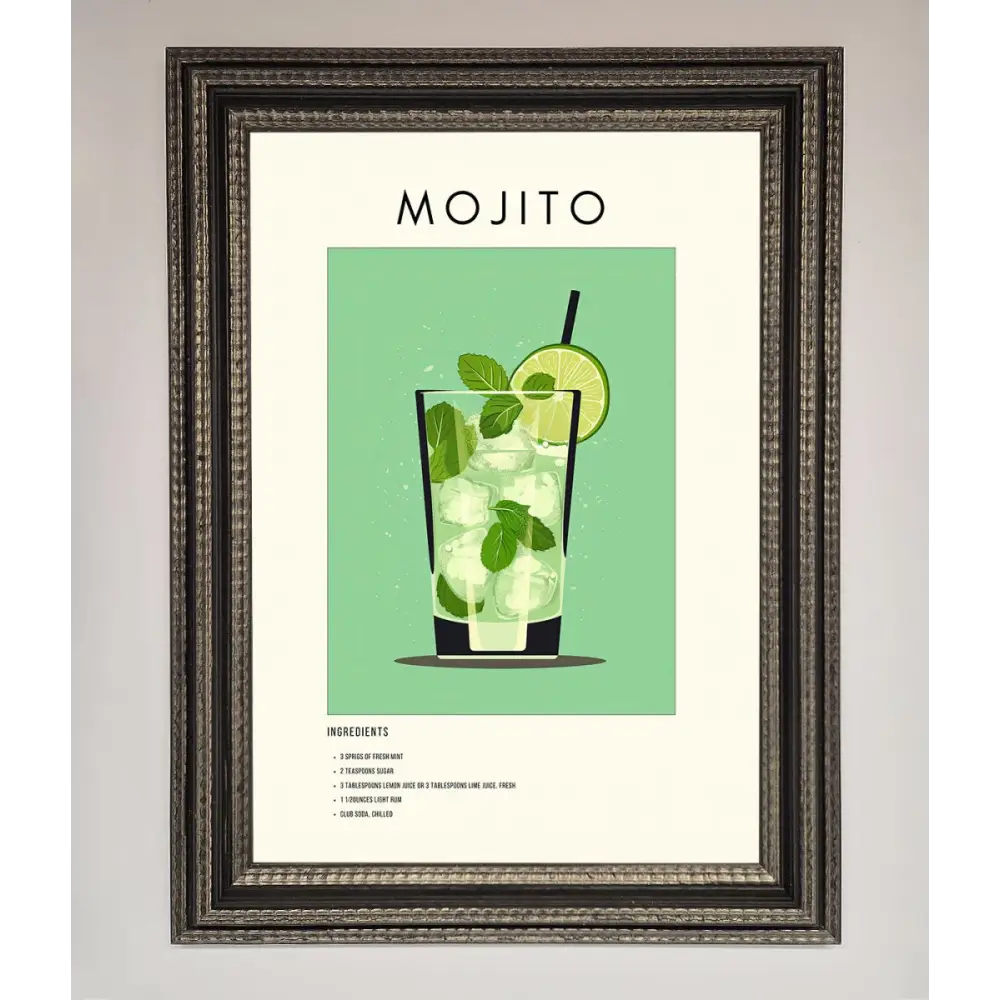 Mojito Framed Poster - A3 (29.7 x 42 cm) / Ornate Silver Black - Framed Print