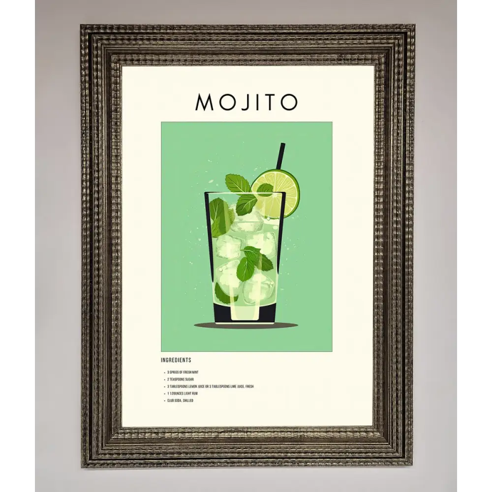 Mojito Framed Poster - A3 (29.7 x 42 cm) / Ornate Silver - Framed Print