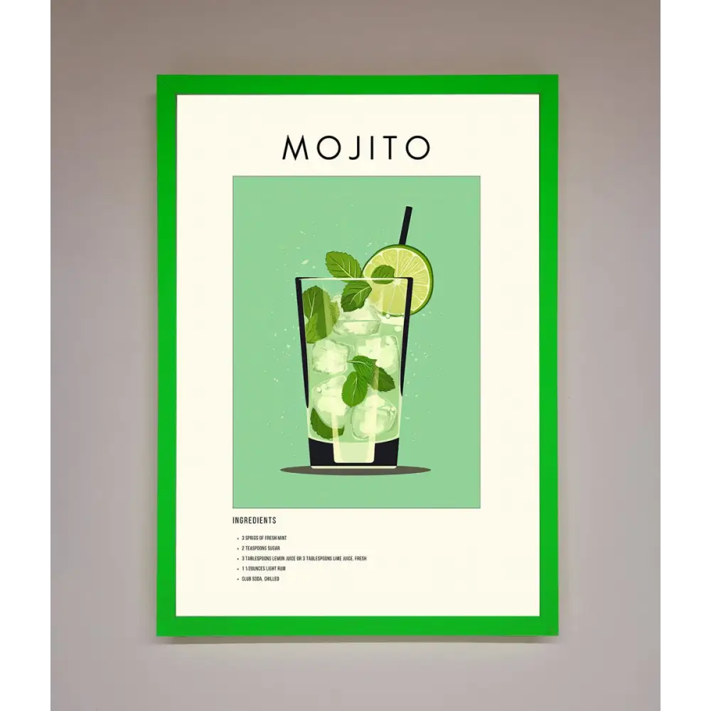 Mojito Framed Poster - B0 (100 x 141 cm) / Neon Dark Green - Framed Print