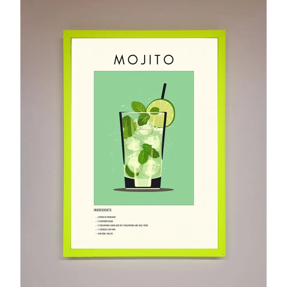 Mojito Framed Poster - B0 (100 x 141 cm) / Neon Green - Framed Print