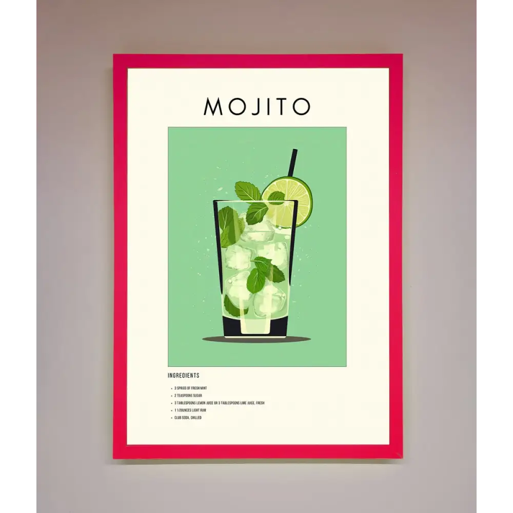 Mojito Framed Poster - B0 (100 x 141 cm) / Neon Pink - Framed Print