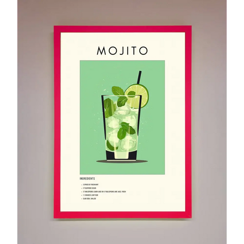 Mojito Framed Poster - B0 (100 x 141 cm) / Neon Pink - Framed Print