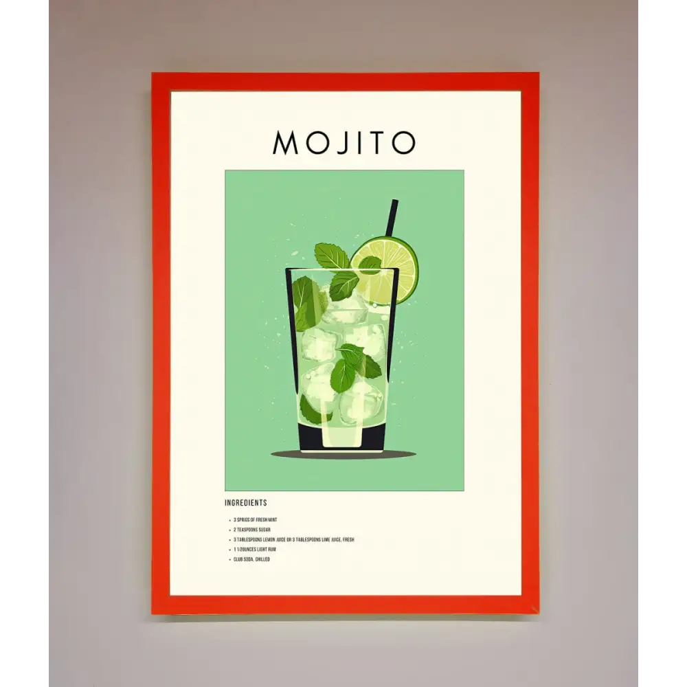Mojito Framed Poster - B0 (100 x 141 cm) / Neon Red - Framed Print