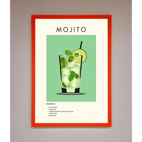 Mojito Framed Poster - B0 (100 x 141 cm) / Neon Red - Framed Print