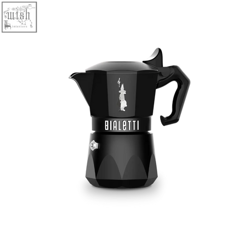 Black bialetti moka pot moka express exclusive with glossy finish and silver logo for perfect espresso brewing