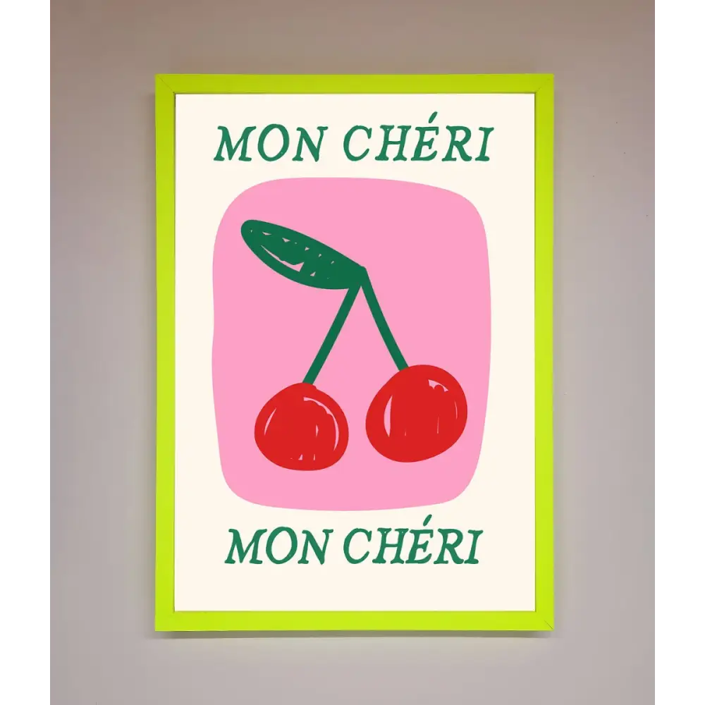 Mon Cheri Framed Poster - B0 (100 x 141 cm) / Neon Green - Framed Print