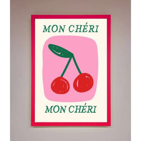 Mon Cheri Framed Poster - B0 (100 x 141 cm) / Neon Pink - Framed Print