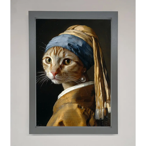 Mona Lisa Cat Framed Poster - A3 (29.7 x 42 cm) / Dark Grey - Framed Print