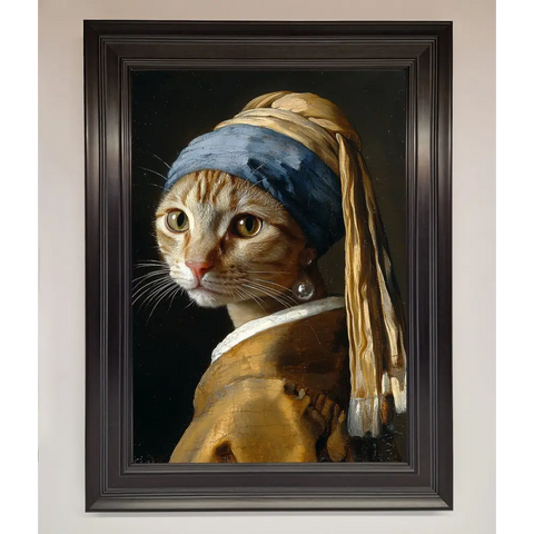 Mona Lisa Cat Framed Poster - A3 (29.7 x 42 cm) / Matt Black - Framed Print