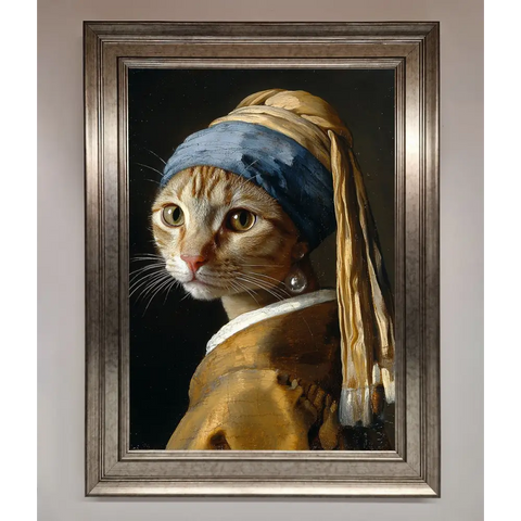 Mona Lisa Cat Framed Poster - A3 (29.7 x 42 cm) / Silver - Framed Print