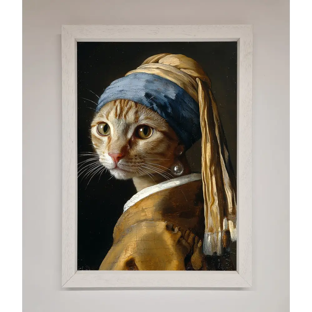Mona Lisa Cat Framed Poster - A3 (29.7 x 42 cm) / White - Framed Print