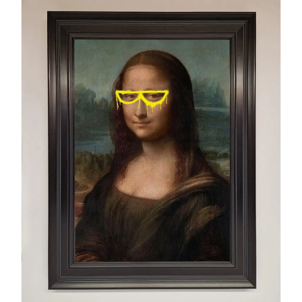 Mona Lisa Glasses Framed Print - A1 (59.4 x 84.1 cm) / Matt Black - Framed Print
