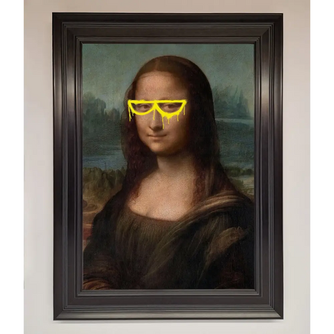 Mona Lisa Glasses Framed Print - A1 (59.4 x 84.1 cm) / Matt Black - Framed Print