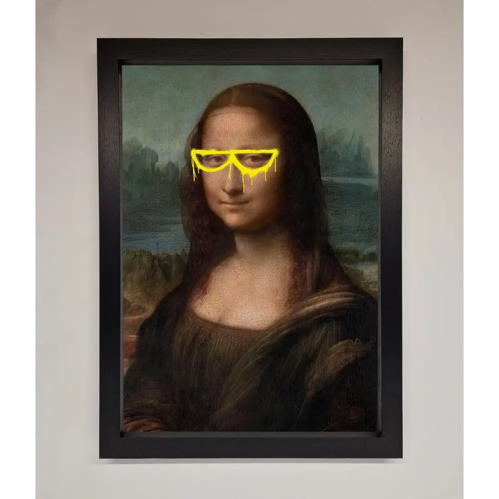 Mona Lisa Glasses Framed Print - A3 (29.7 x 42 cm) / Black - Framed Print