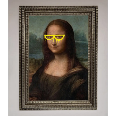Mona Lisa Glasses Framed Print - A3 (29.7 x 42 cm) / Ornate Silver - Framed Print