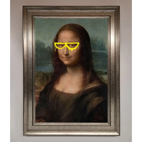 Mona Lisa Glasses Framed Print - A3 (29.7 x 42 cm) / Silver - Framed Print