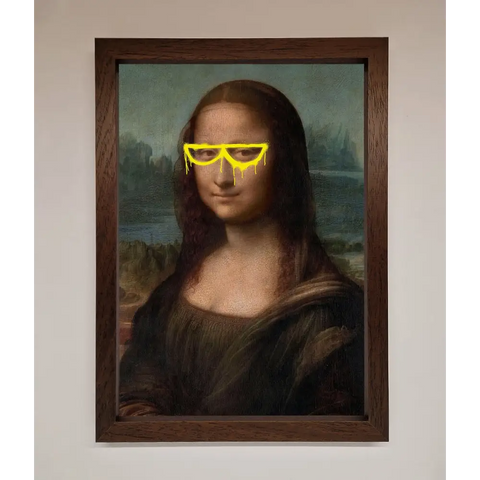 Mona Lisa Glasses Framed Print - A3 (29.7 x 42 cm) / Walnut - Framed Print