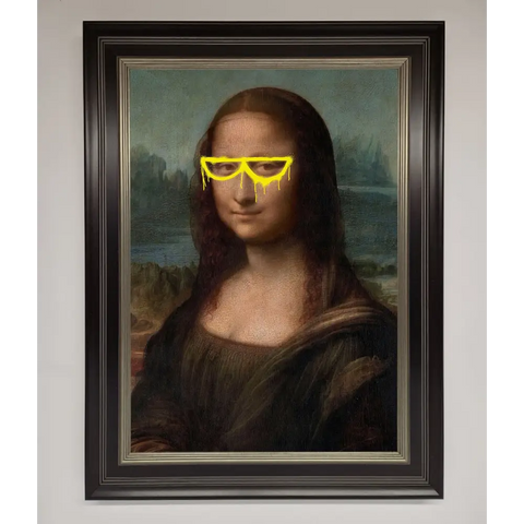 Mona Lisa Glasses Framed Print - B0 (100 x 141 cm) / Black Silver - Framed Print